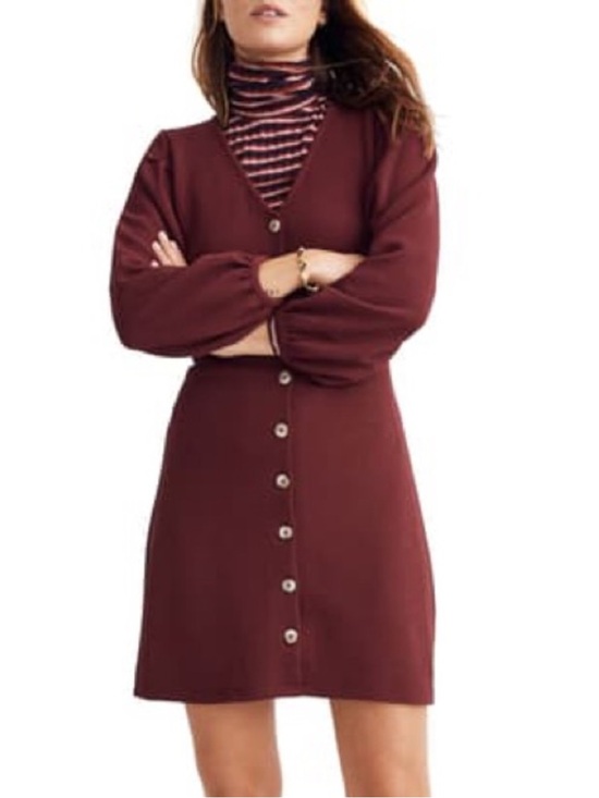 Madewell Dresses & Skirts - Madewell maroon button long sleeve dress